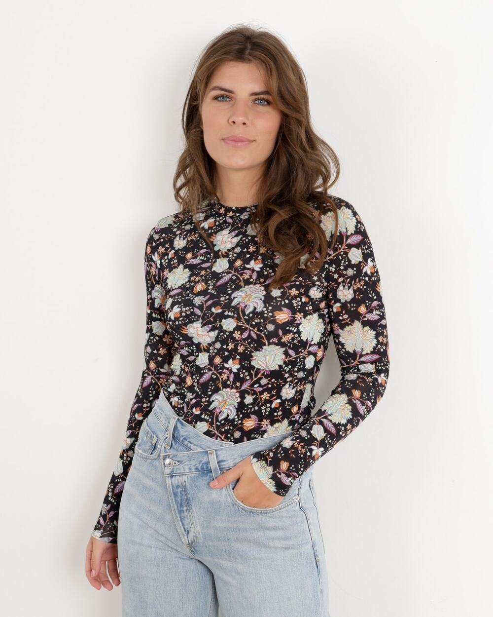 Ulla Johnson Eve Floral Print Top Size Medium Nuit Jersey Long-Sleeve Tee